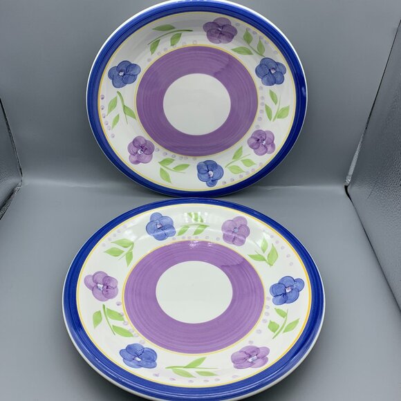 Set of 2 Gibson Designs Mix n" Match "Bella" 11 inch Stoneware Dinner Plates - Picture 1 of 9